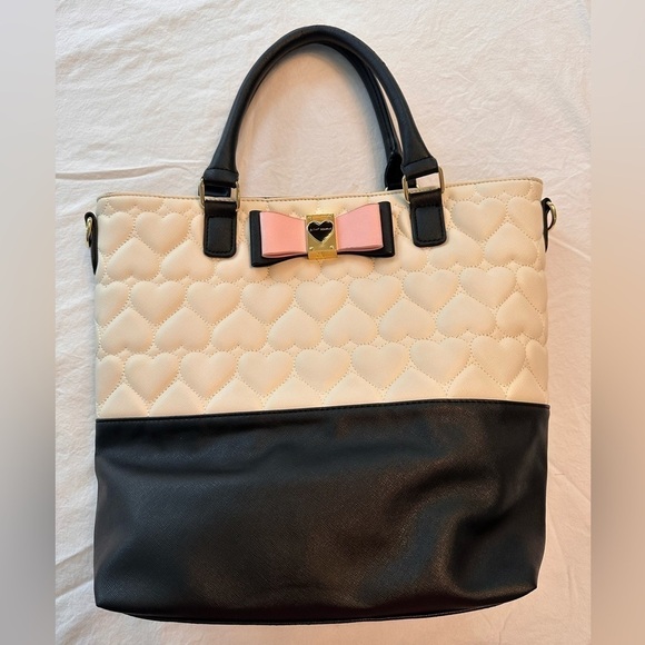 Betsey Johnson Tote - Large White & Navy Lightly Used
